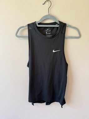 Nike Black Athletic Dri-FIT Tank with White Swoosh